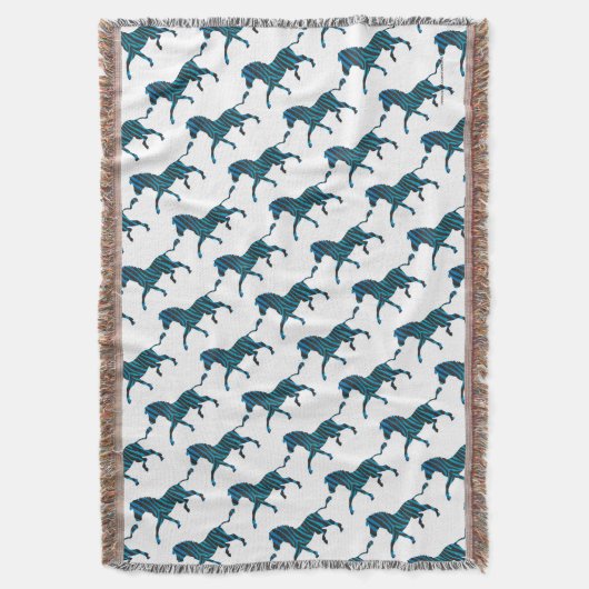 Zwart-blauw Silhouette-Zebra Deken (Voorkant Verticaal)