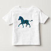 Zwart-blauw Silhouette-Zebra Kinder Shirts (Voorkant)