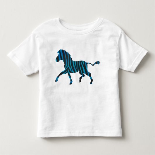 Zwart-blauw Silhouette-Zebra Kinder Shirts (Voorkant)