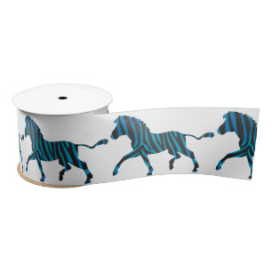 Zwart-blauw Silhouette-Zebra Satijnen Lint