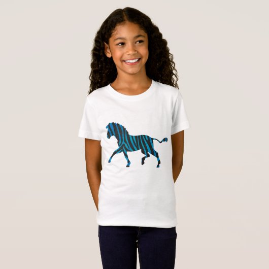 Zwart-blauw Silhouette-Zebra T-shirt (Voorkant volledig)