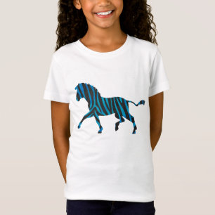 Zwart-blauw Silhouette-Zebra T-shirt