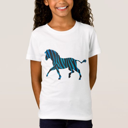 Zwart-blauw Silhouette-Zebra T-shirt (Voorkant)