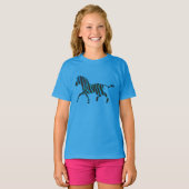 Zwart-blauw Silhouette-Zebra T-shirt (Voorkant volledig)