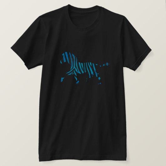 Zwart-blauw Silhouette-Zebra T-shirt (Design voorkant)