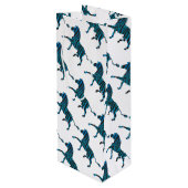 Zwart-blauw Silhouette-Zebra Wijn Cadeautas (Achterkant Gekanteld)