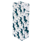 Zwart-blauw Silhouette-Zebra Wijn Cadeautas (Voorkant Gekanteld)