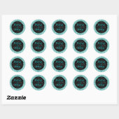 Zwart & Blauw Sparkling Diamonds Glitter Ronde Sticker (Vel)