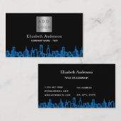 Zwart blauw stad skyline onroerend goed logo visitekaartje (Voorkant / Achterkant)