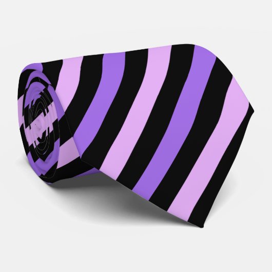 Zwart Blauw Strepen Abstract Patroon Stropdas (Opgerold)