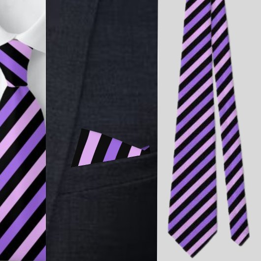 Zwart Blauw Strepen Abstract Patroon Stropdas