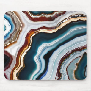 Zwart Blauw Terracotta Wit Goud Agaat Geode Muismat