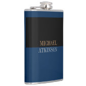 Zwart blauw, veelkleurige tekst, stijlvol Jouw naa Heupfles (Rechts)