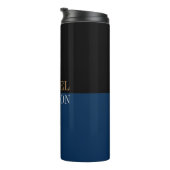 Zwart blauw, veelkleurige tekst, stijlvol Jouw naa Thermosbeker (Geroteerd rechts)