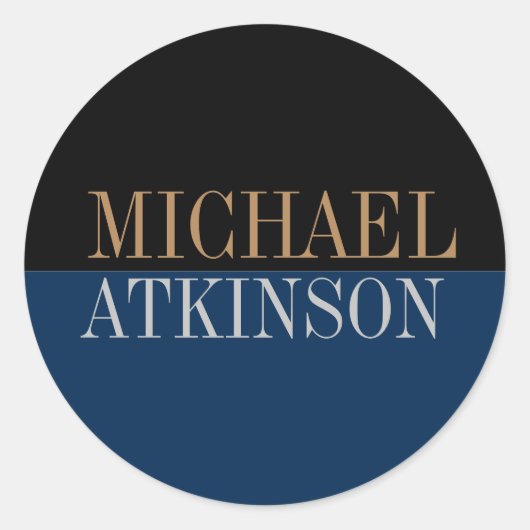 Zwart Blauw Vette tekst Trendy Stijlvol Ronde Sticker (Voorkant)