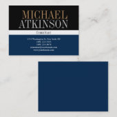 Zwart Blauw Vette tekst Trendy Stijlvol Visitekaartje (Voorkant / Achterkant)