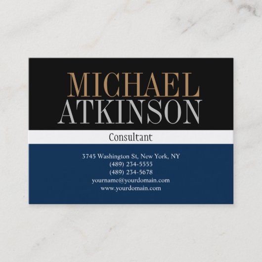 Zwart Blauw Vette tekst Trendy Stijlvol Visitekaartje (Voorkant)