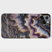Zwart Blauw Violet Paarse Goud Marmeren Kunstpatro iPhone Hoesje (Achterkant horizontaal)