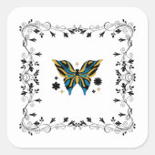 Zwart & Blauw Vleugel Harmonie Vierkante Sticker (Voorkant)