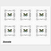 Zwart & Blauw Vleugel Harmonie Vierkante Sticker (Vel)