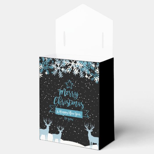 Zwart Blauw Vrolijk Kerstmis Favor Box Bedankdoosjes (Geopend)