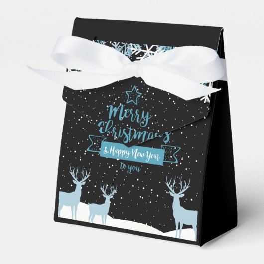 Zwart Blauw Vrolijk Kerstmis Favor Box Bedankdoosjes (Voorkant Zijde)