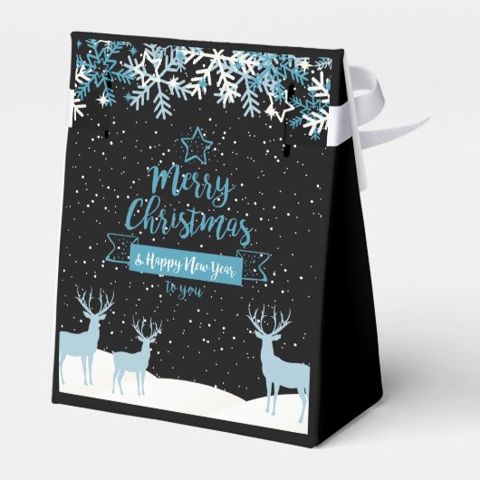 Zwart Blauw Vrolijk Kerstmis Favor Box Bedankdoosjes (Achterkant)