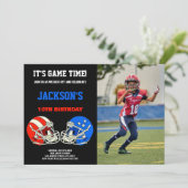 Zwart Blauw vs Rood Foto Football Verjaardag Kaart (Staand voorkant)