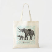 Zwart & Blauw  wervelingen Olifant - aangepaste te Tote Bag (Voorkant)