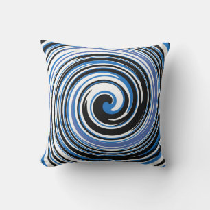 Zwart-blauw wervelpatroon gooien kussen