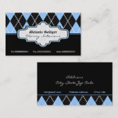 Zwart blauw wit argyle trendy visitekaartjes (Voorkant / Achterkant)