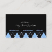Zwart blauw wit argyle trendy visitekaartjes (Achterkant)