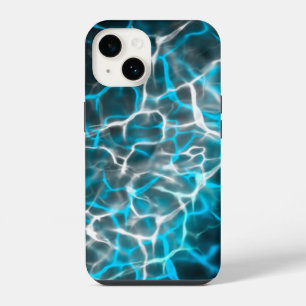 Zwart, blauw wit bliksem water reflectie iPhone 14 hoesje