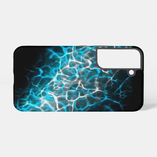 Zwart, blauw, wit bliksem waterreflectie samsung galaxy hoesje (Achterkant horizontaal)