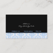 Zwart blauw wit damast interieur visitekaartje (Achterkant)