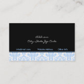 Zwart blauw wit damast interieur visitekaartjes (Achterkant)