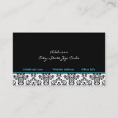 Zwart blauw wit damast interieurs visitekaartje (Achterkant)