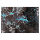 Zwart blauw wit gemarmerd verfpatroon snijplank (Voorkant)