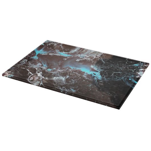 Zwart blauw wit gemarmerd verfpatroon snijplank (Hoek)