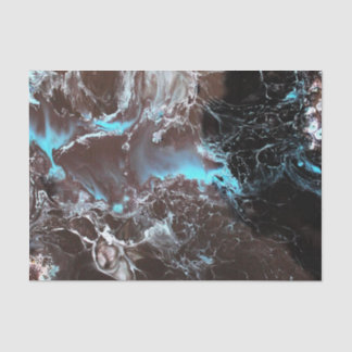 Zwart blauw wit gemarmerd verfpatroon tissuepapier