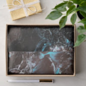 Zwart blauw wit gemarmerd verfpatroon tissuepapier (Geschenk)