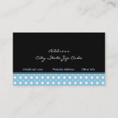 Zwart blauw wit polka dot interieur visitekaartje (Achterkant)