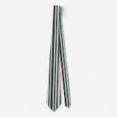Zwart blauw wit roze, verticaal bandpatroon stropdas (Voorkant)