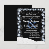 Zwart blauw wit sneeuwvlok aangepaste bruiloft uit kaart (Voorkant / Achterkant)