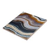 Zwart Blauw Wit Terracotta Agaat Geode Tegeltje (Zijkant)