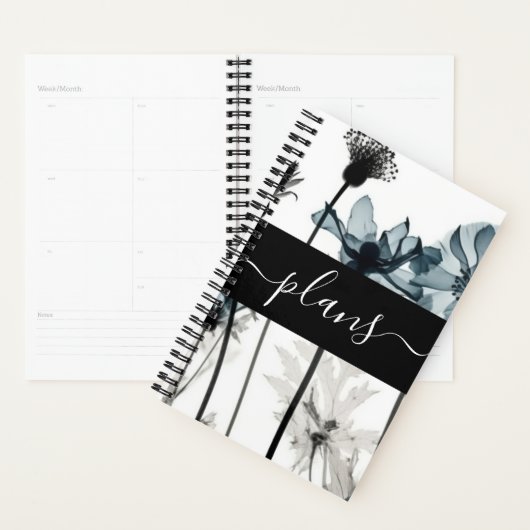 Zwart & Blauw X-Ray Bloemen Wedding Plannen Planner (Display)