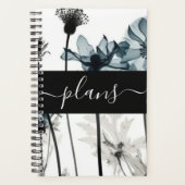 Zwart & Blauw X-Ray Bloemen Wedding Plannen Planner (Voorkant)