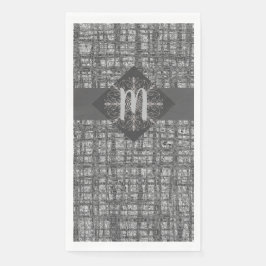 Zwart Blauw X'en en O's Patroon Grijs Geruit Monog Servet