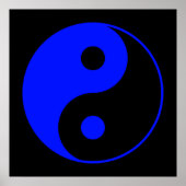 Zwart-blauw Yin Yang Symbol Poster (Voorkant)