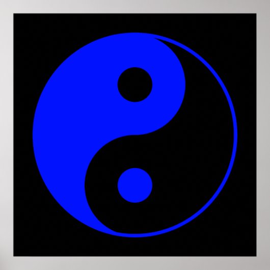 Zwart-blauw Yin Yang Symbol Poster (Voorkant)